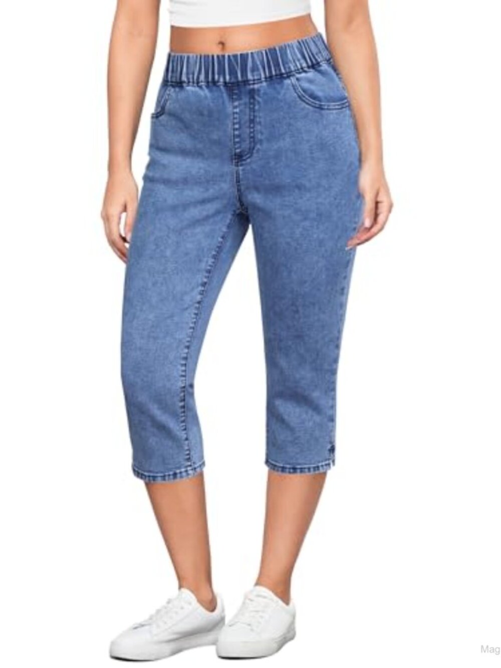 GRAPENT Women's High Waisted Pull On Skinny Capri Jeans with Pockets